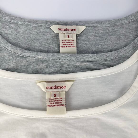 Sundance LOT 2 Princess Ruched Tops Women's Cotton Shirt Gray/Off White Small - Picture 7 of 9